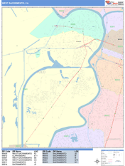 West Sacramento Digital Map Color Cast Style